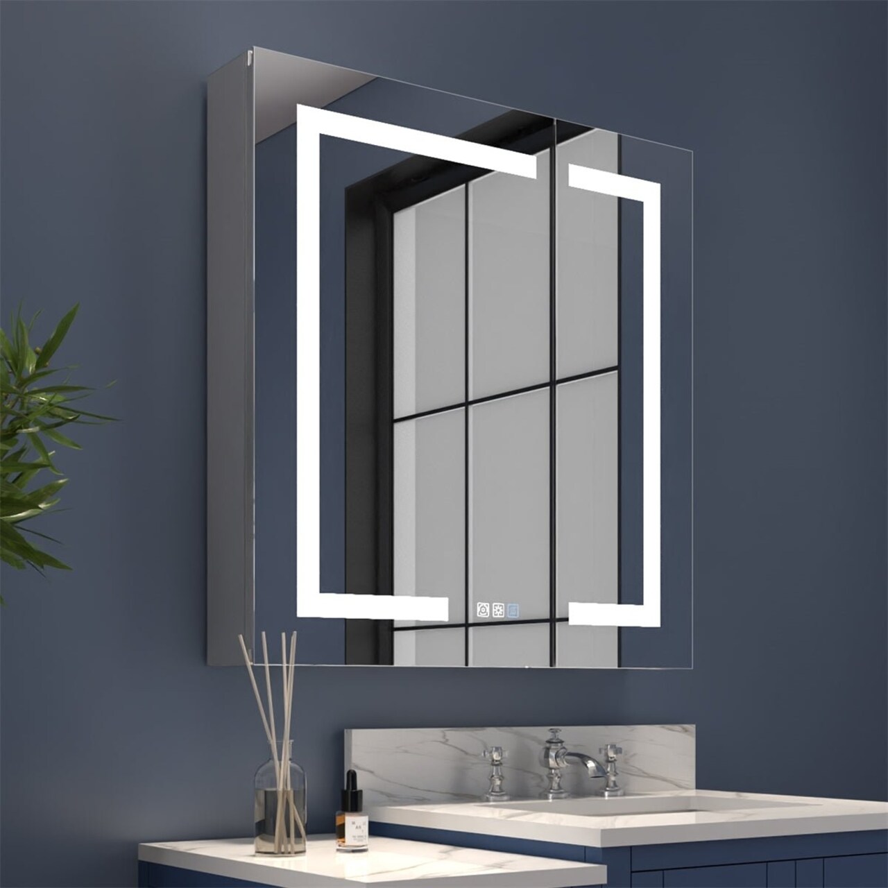 Boost-M1 Light Medicine Cabinet 28W X 30H Recessed Surface Mount Aluminum Mirror Adjusted Shelves